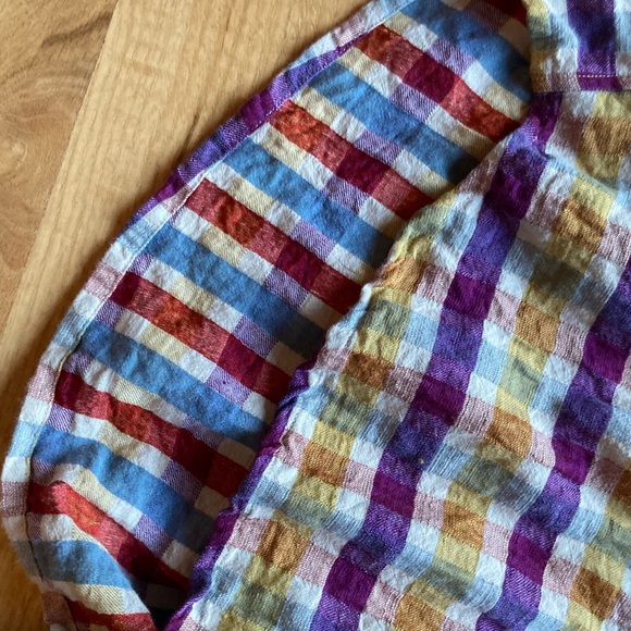 Gravel & Gold Rancho Romper M EUC Rainbow Plaid Playsuit Oversized - Picture 11 of 15